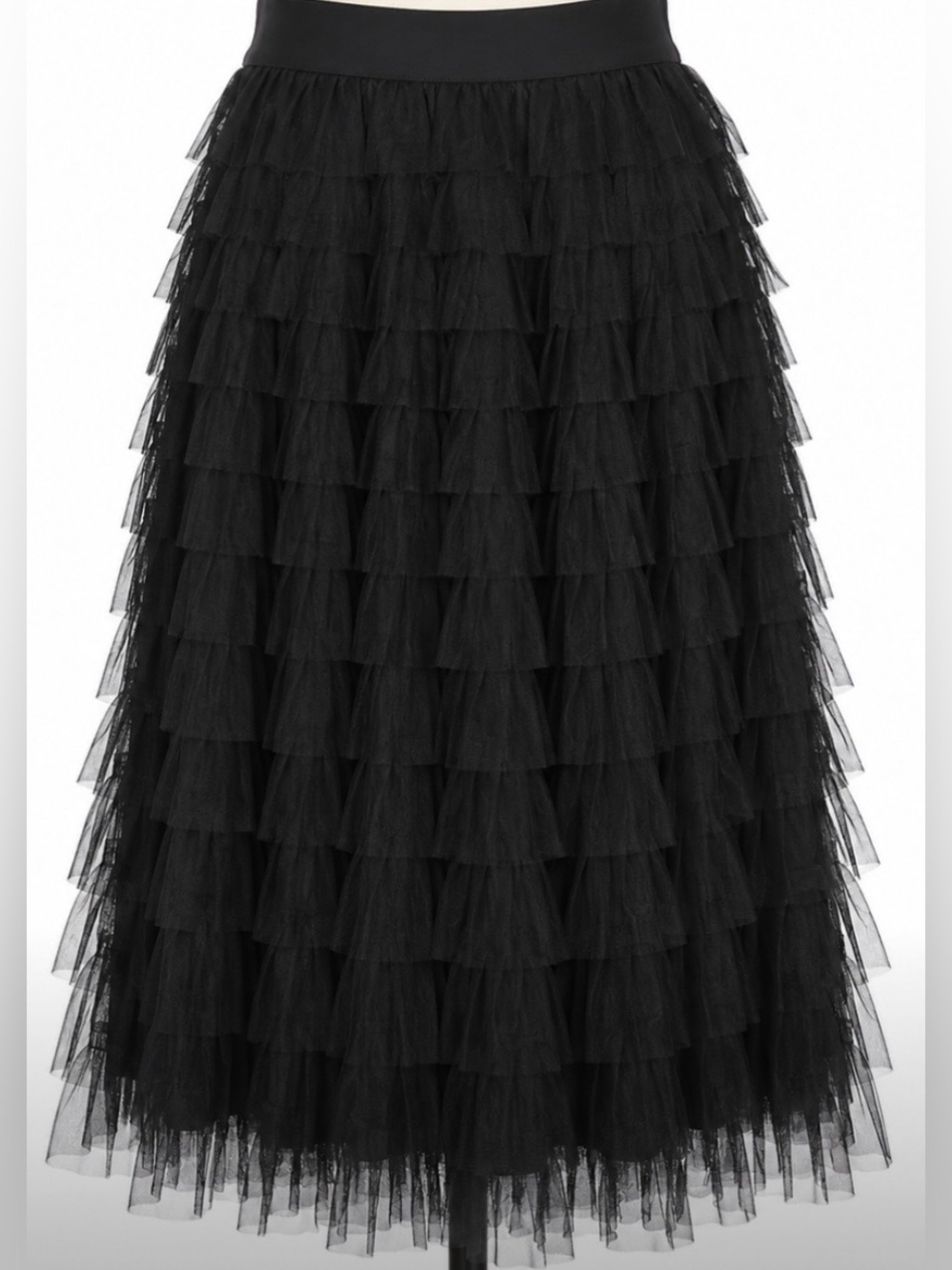 Whimsigoth Steampunk Black Tiered Ruffle Skirt L XL Dark Romantic